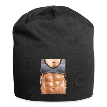 Fake Muskel Frau Fitness Frauenkörper - Jersey-Beanie - Schwarz - Vorne