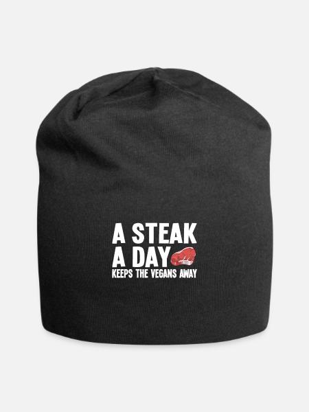 A Steak A Day Keeps The Vegans Away - Jersey-Beanie - Schwarz