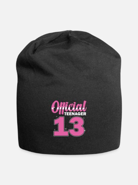 Girls Official Teenager 13 Birthday - Jersey Beanie - black