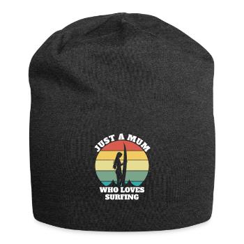 Surfer mum wave rider surfer mom gift idea - Jersey Beanie - charcoal grey - Front