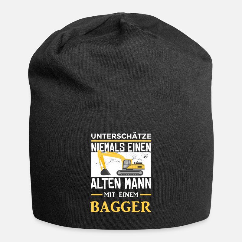 Alten Mann Mit Bagger Baggerfahrer Bagger - Jersey-Beanie - Schwarz