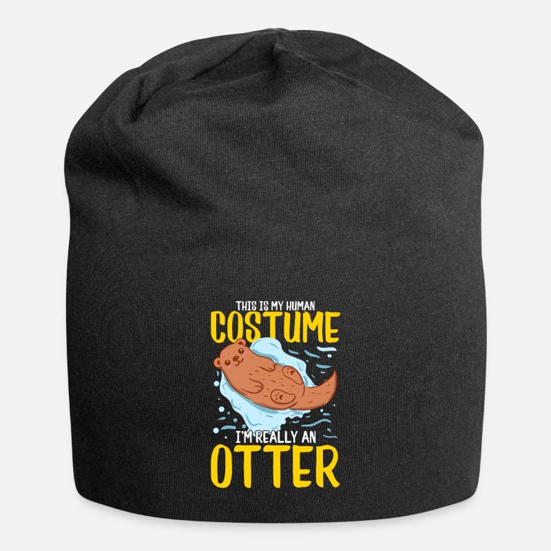 Otter Tier - Jersey-Beanie - Schwarz