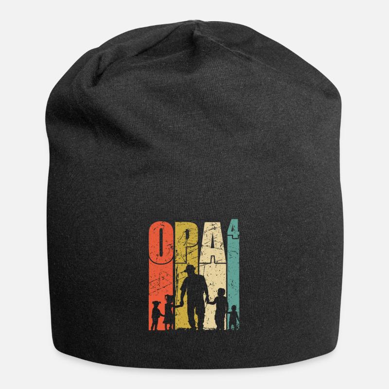 Opa hoch 4 vierfacher Opa werdender Opa Geschenk - Jersey-Beanie - Schwarz