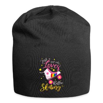 A girl who loves roller skates - Jersey Beanie - black - Front