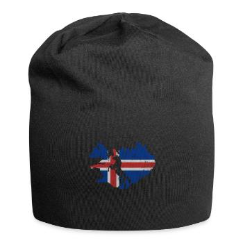 Cheval islandais, drapeau islandais, contour de l'Islande - Bonnet en jersey - noir - Devant