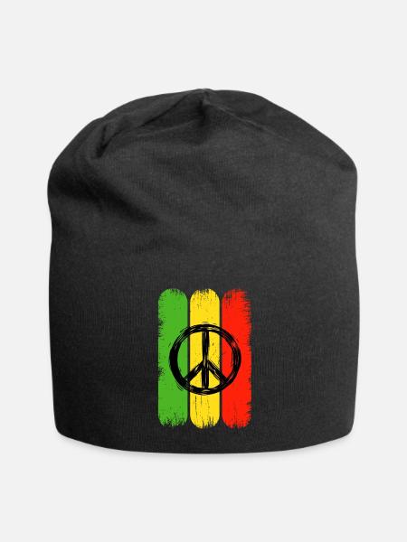 Jamaïque Hippie Peace Sign Rastas Jamaïque - Bonnet en jersey - noir