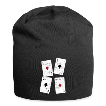 Cartes à jouer cartes ace jeu de cartes cadeau - Bonnet en jersey - noir - Devant