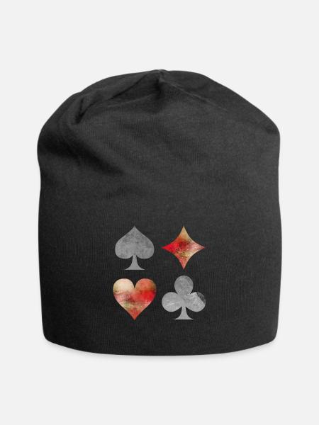 Spielkarten Karten Kartenspiel Symbole Geschenk - Jersey-Beanie - Schwarz