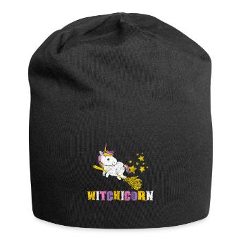 Licorne de sorcières volant sur un balai - Bonnet en jersey - noir - Devant