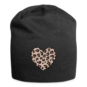 Leopard Print Heart Shape Animal Cheetah Print - Jersey Beanie - black - Front
