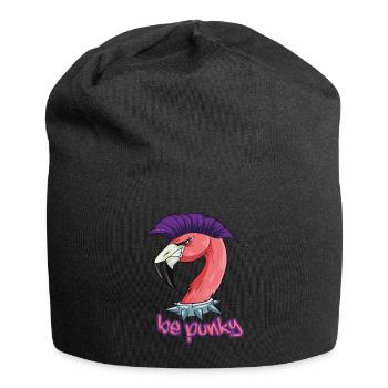 Punk Flamingo für Punk Rock mit Piercing - Jersey-Beanie - Schwarz - Vorne
