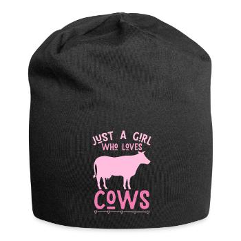 Just a girl who loves cows - Bauerin - Jersey-Beanie - Schwarz - Vorne