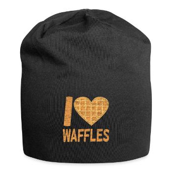 Waffelfrühstück Lieblingslebensmittel Geschenkidee - Jersey-Beanie - Schwarz - Vorne
