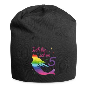 Meerjungfrau 5 Jahre Kinder Geburtstag Geschenk - Jersey-Beanie - Schwarz - Vorne