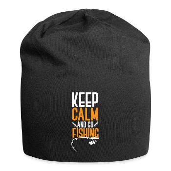 fishing fishing fishing fishing fishermen angler fish - Jersey Beanie - black - Front