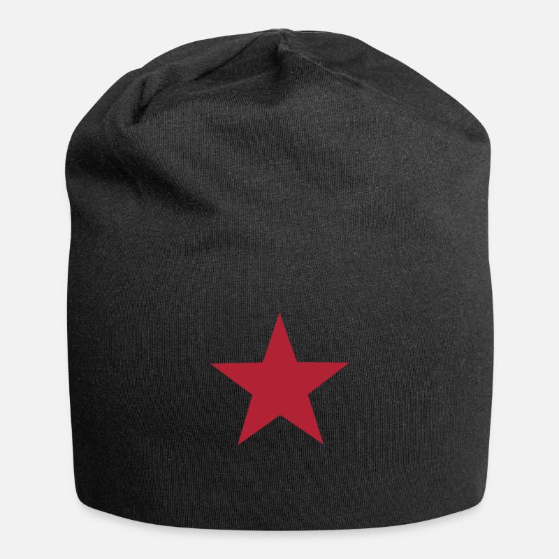 red star - Jersey Beanie - black