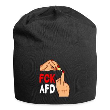 FCK AFD Design Gegen Rassismus Faschismus - Jersey-Beanie - Schwarz - Vorne