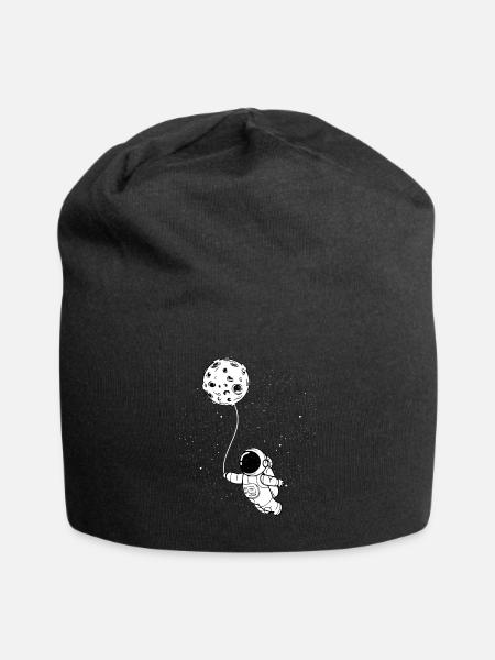 Astronaut moon balloon - Jersey Beanie - black