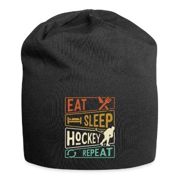 Eat Sleep Hockey Repeat - Joueur de hockey - Bonnet en jersey - noir - Devant