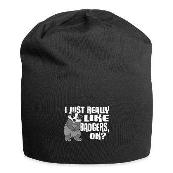 I Just Really Like Badgers Ok Dachs Geschenkidee - Jersey-Beanie - Schwarz - Vorne