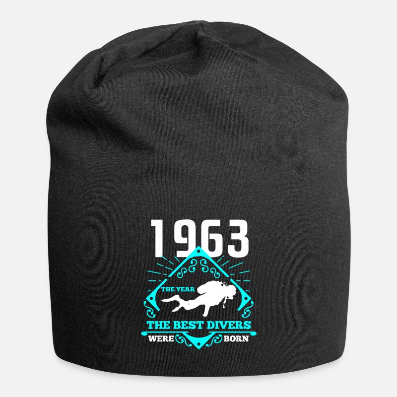 Diver 1963 Gift Cadeau d'anniversaire de plongée - Bonnet en jersey - noir
