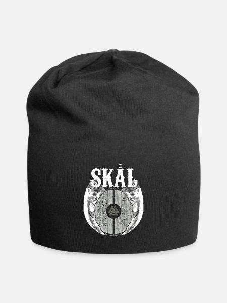 Viking Viking Valhalla Odin Thor Teutonic Wolf - Jersey Beanie - black