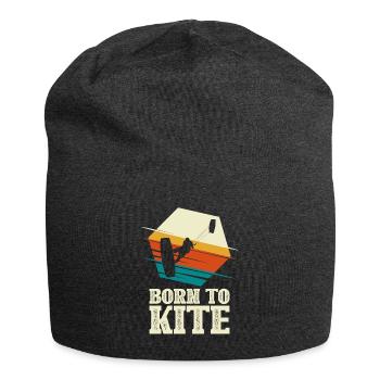 Born to kite - kitesurfer kitesurfing - Jersey Beanie - charcoal grey - Front
