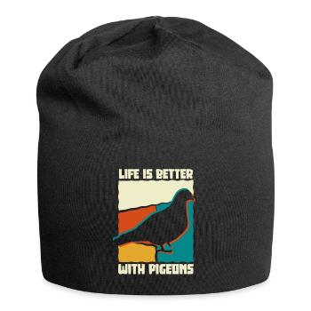 La vie est meilleure avec les pigeons, la colombe d'oiseau - Bonnet en jersey - noir - Devant