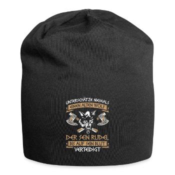 Unterschätze Niemals Einen Alten Wolf Wikinger - Jersey-Beanie - Schwarz - Vorne