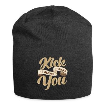 Sobriety Sober Living Quote Kick the Habit - Jersey Beanie - charcoal grey - Front