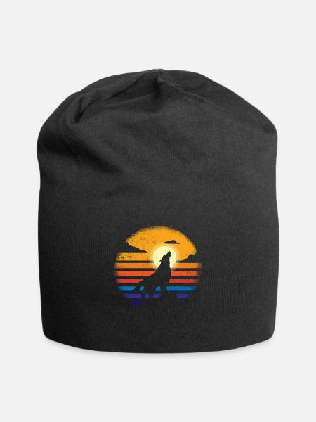 Wolf - Jersey-Beanie - Schwarz