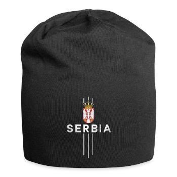 Serbien Serbia Srbija Belgrad Fußball Geschenk - Jersey-Beanie - Schwarz - Vorne