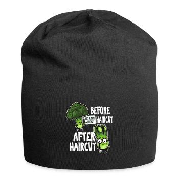 Fun Before And After Haircut Cute Gift Idea - Jersey Beanie - black - Front