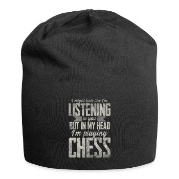 Échecs échecs jeu de société échecs - Bonnet en jersey - noir - Devant