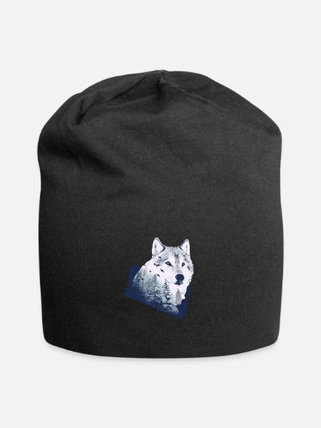 Wolf Motiv Natur Wölfe - Jersey-Beanie - Schwarz