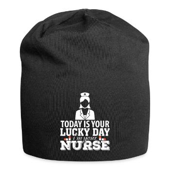 Cadeau d'infirmière soignante - Bonnet en jersey - noir - Devant