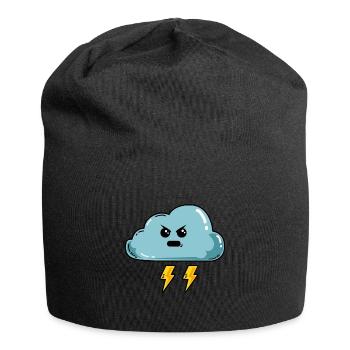 Böse Wolke Gewitter Sturm Donner Bewölkt - Jersey-Beanie - Schwarz - Vorne