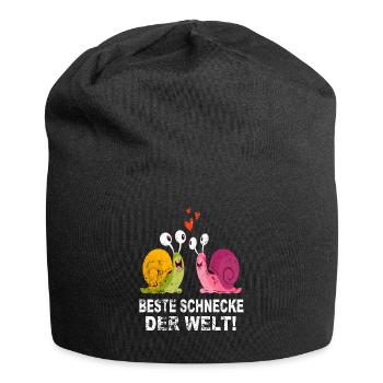 Schnecke Schneckenhaus Liebe Freunde Geschenk - Jersey-Beanie - Schwarz - Vorne
