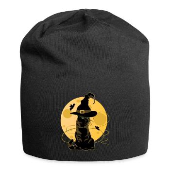 Witches cat moonlight - Jersey Beanie - black - Front