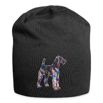 Airedale Terrier Geometrische Hemden - Jersey-Beanie - Schwarz - Vorne