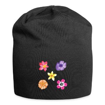 Blumen Motiv Set - Jersey-Beanie - Schwarz - Vorne