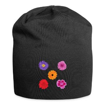 Blumen Motiv Set - Jersey-Beanie - Schwarz - Vorne