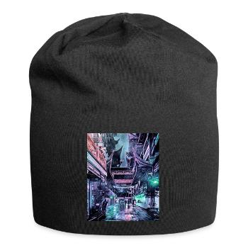 Nächtlicher Regen in Shanghai, China - Jersey-Beanie - Schwarz - Vorne