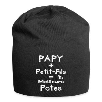 Papy + Petit-fils = Meilleurs Potes - Bonnet en jersey - noir - Devant
