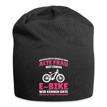 Unterschätze Nie Alte Frau E-Bike Elektro Fahrrad - Jersey-Beanie - Schwarz - Vorne