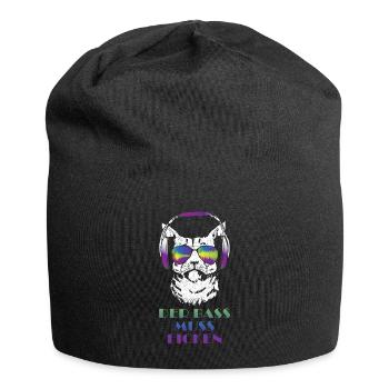 Coole Musik Katze Techno Cat Geschenk - Jersey-Beanie - Schwarz - Vorne