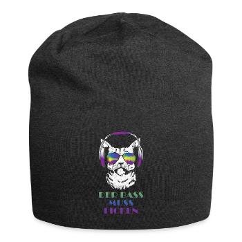 Coole Musik Katze Techno Cat Geschenk - Jersey-Beanie - Anthrazit - Vorne