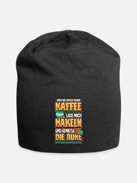 Lustig Stricken Wolle Nähen Kaffee Spruch Geschenk - Jersey-Beanie - Schwarz