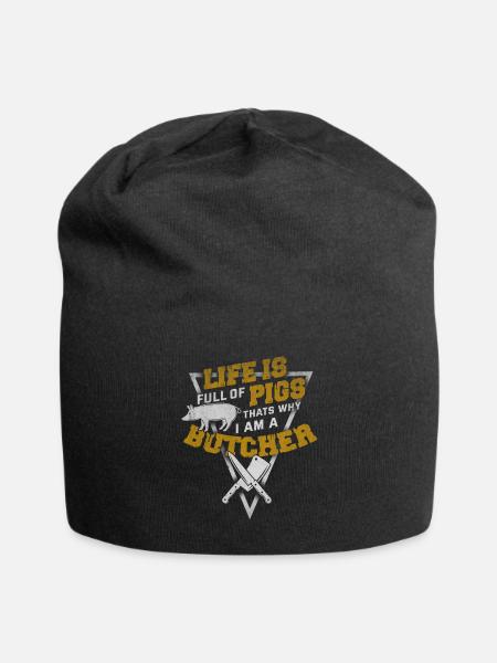 Metzger Fleisch Schlachter Wurst Schwein - Jersey-Beanie - Schwarz