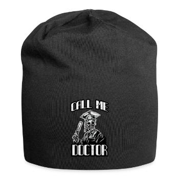 Promotion Geschenk Doktorhut lustiger Doktor - Jersey-Beanie - Schwarz - Vorne